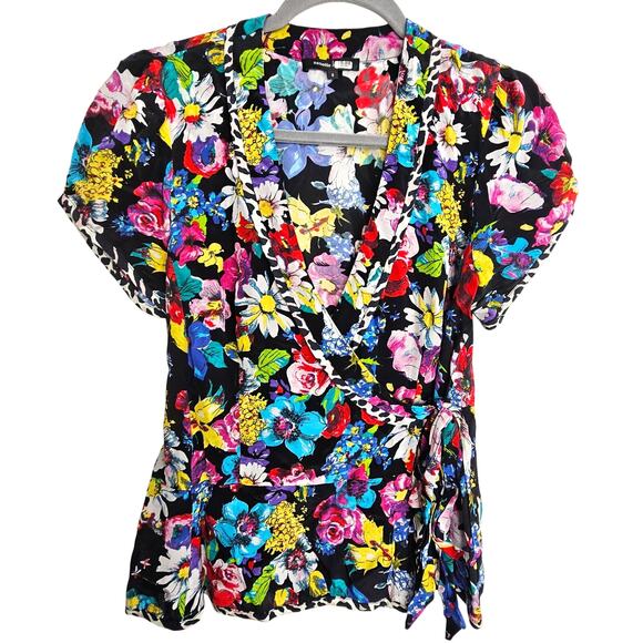 Nanette Lepore Womens Boquet Wrap Top Floral Artsy Whimsy Romantic Boho Size 6 - Picture 2 of 9